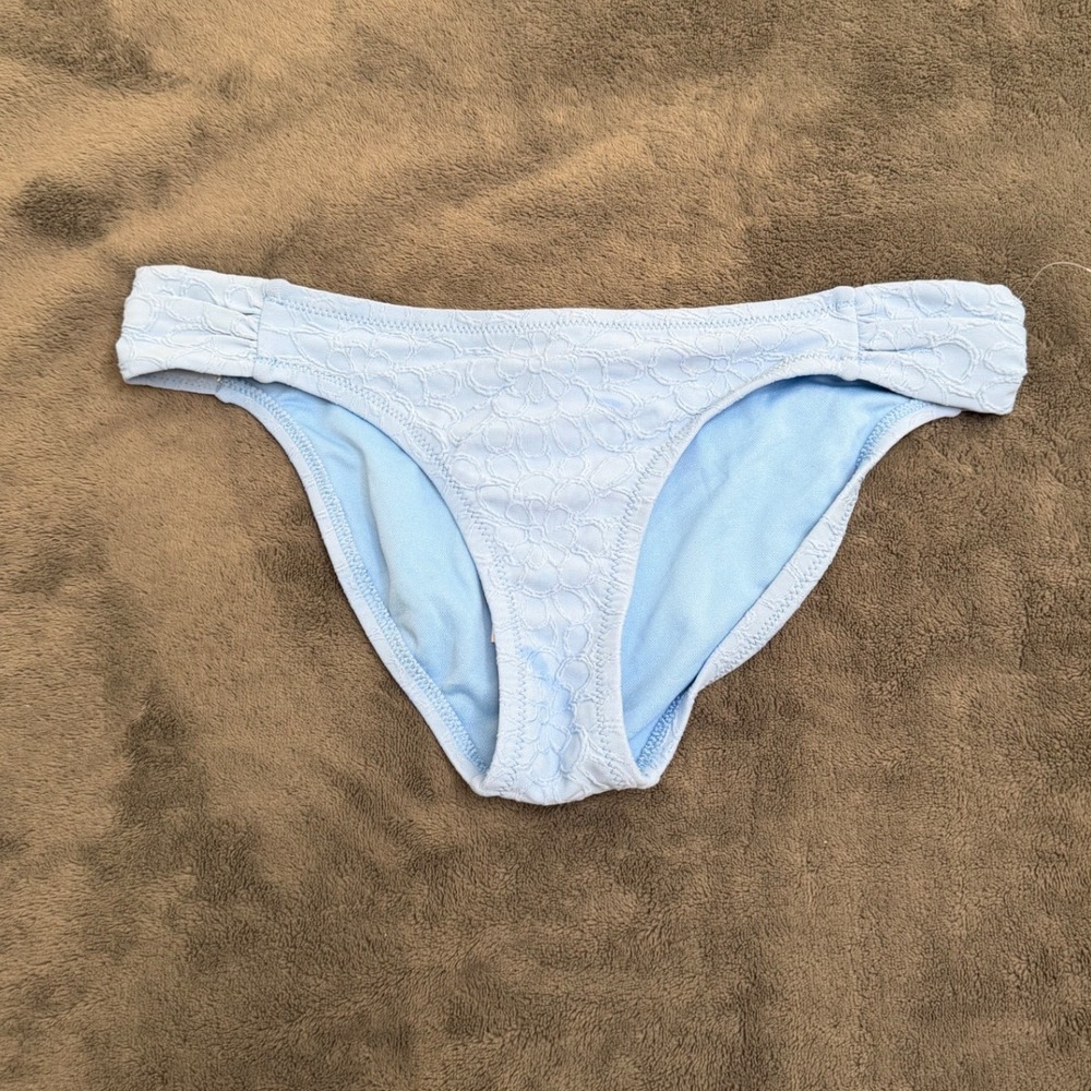 Jessica Simpson Bikini Bottom Womens Small Blue NWT Floral Lace Ruched SSRB20704